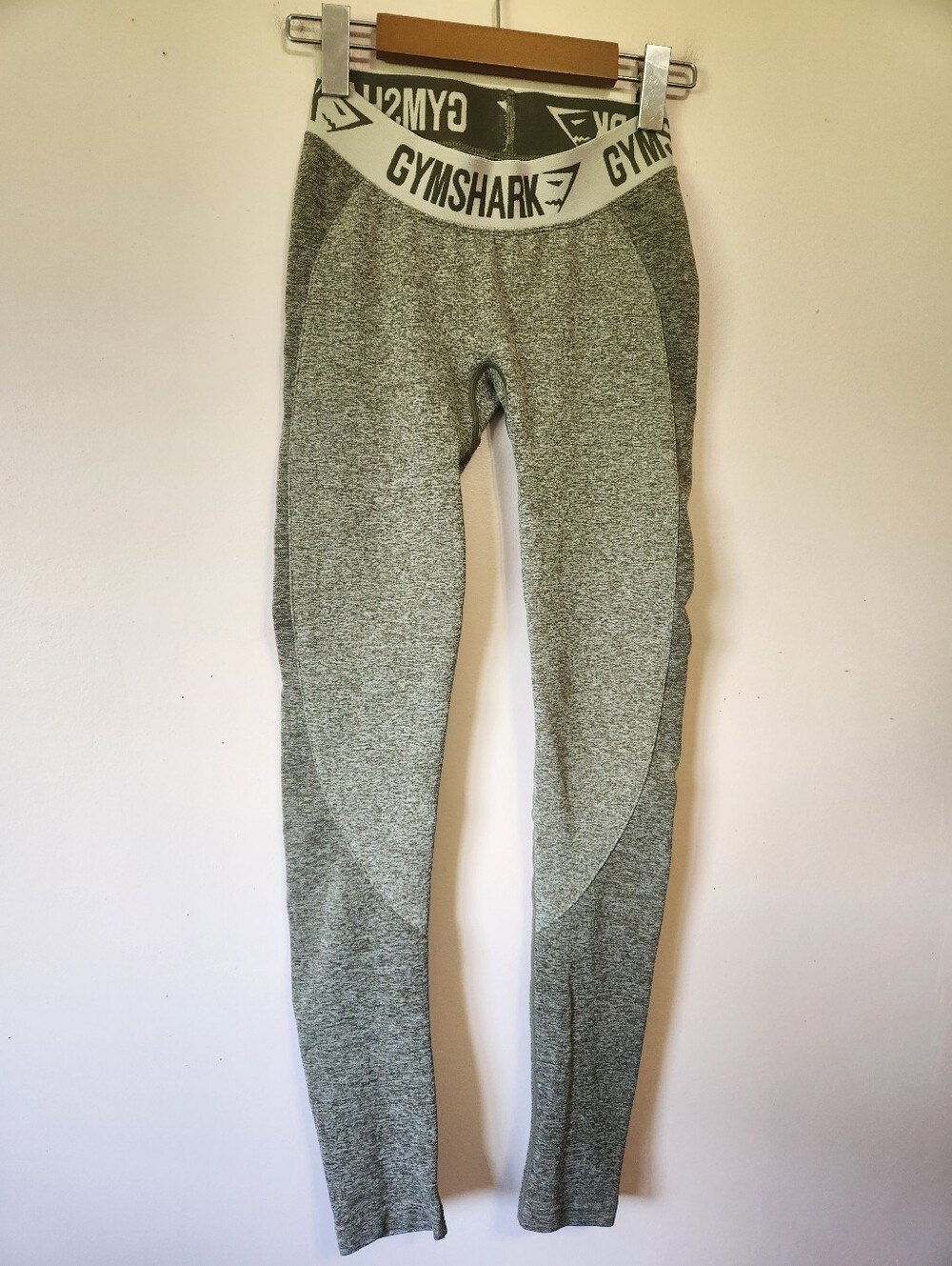 Gymshark Flex Leggings Seamless Khaki Green Marl Booty Contour Yoga Pants XS